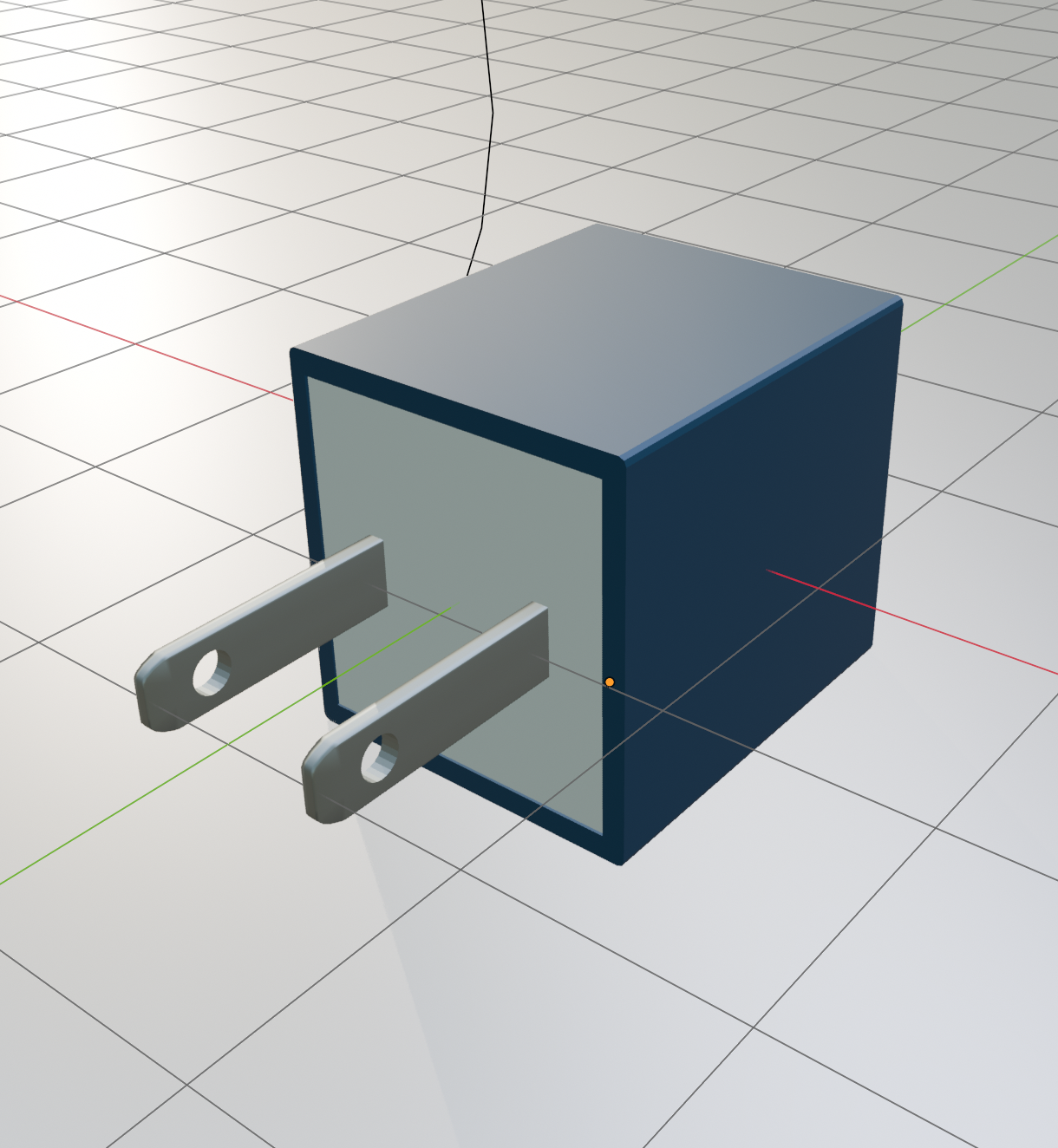 I re-added the floor and brought in my first light source to test it out. I also adjusted the materials' properties to better match the real life block
