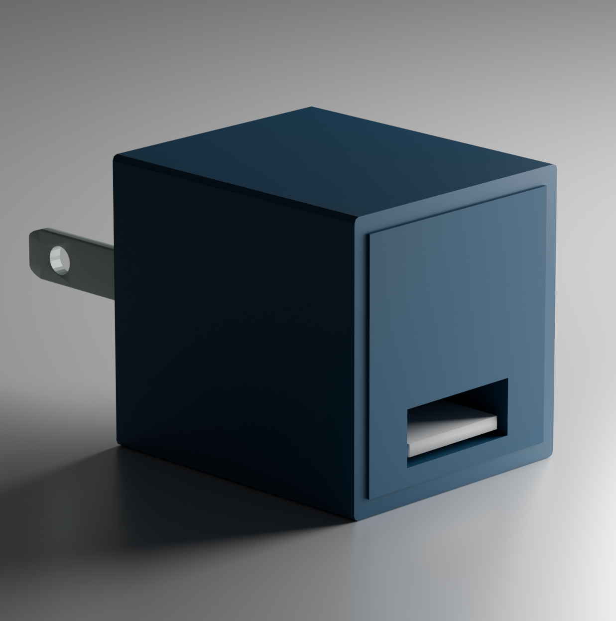 This is the final render of my charging block from the back. I managed to mattify the back side so that it better matched the real life block