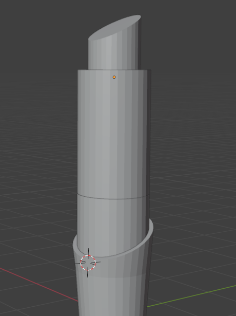 I was not happy with the angle I cut in the previous iteration, so I re-made the cylinder and cut it into a more dramatic angle