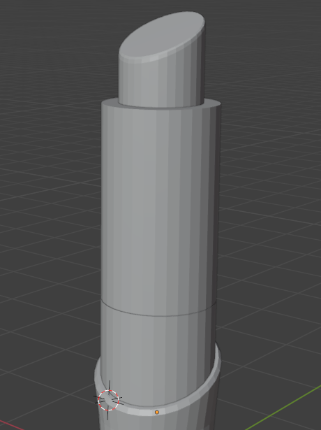 I bevelled the lipstick part at the top as well as the bottom cylinder to better mimic the real object