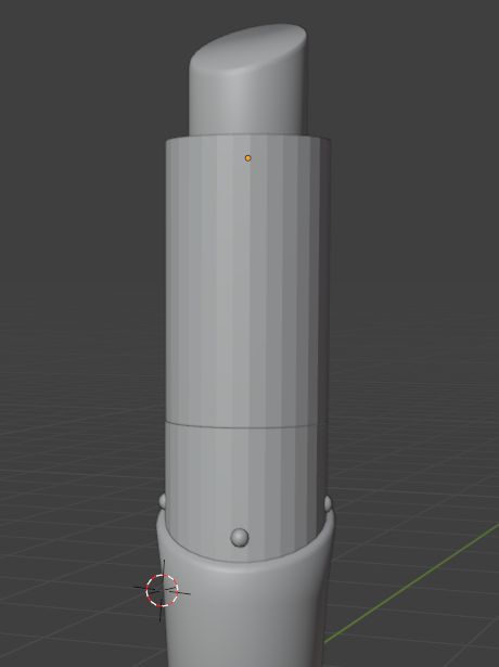 I switched the shading to smooth on the top cylinder as well as the bottom one to see how light would fall on it. I also added the three balls that would snap the lipstick's cover in place